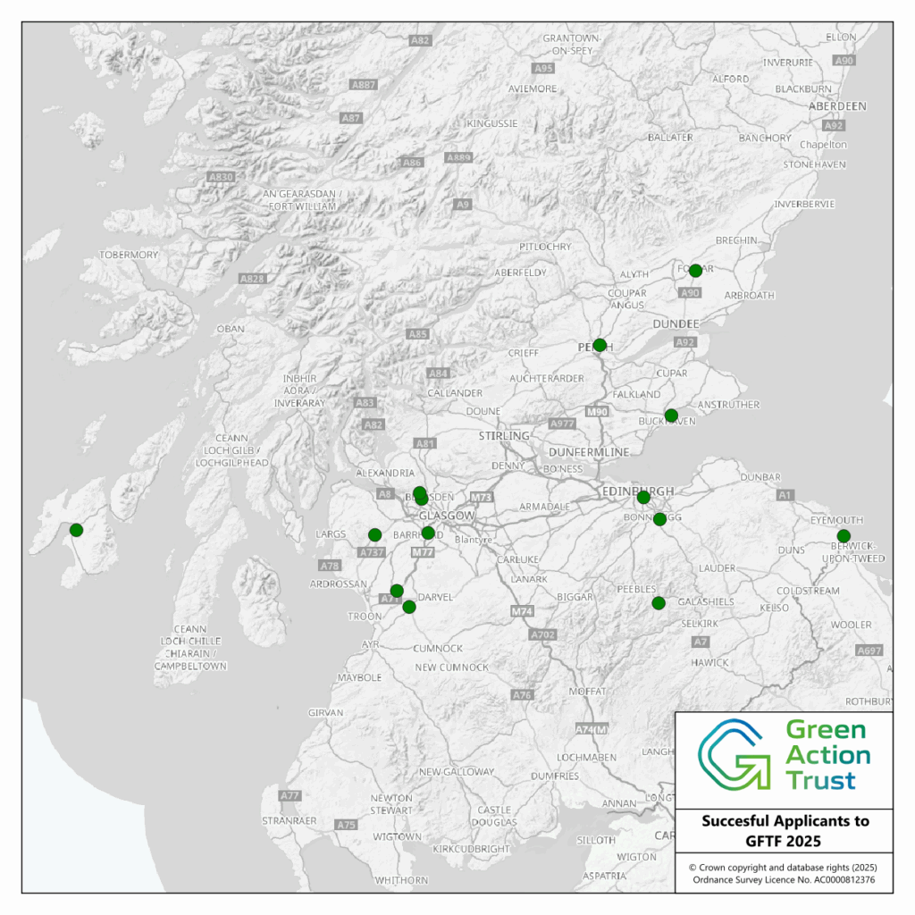 Map of Scotland showing location of successful applicants
