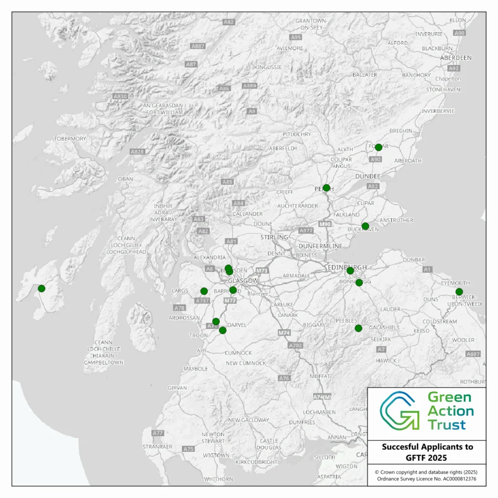 Map of Scotland showing location of successful applicants